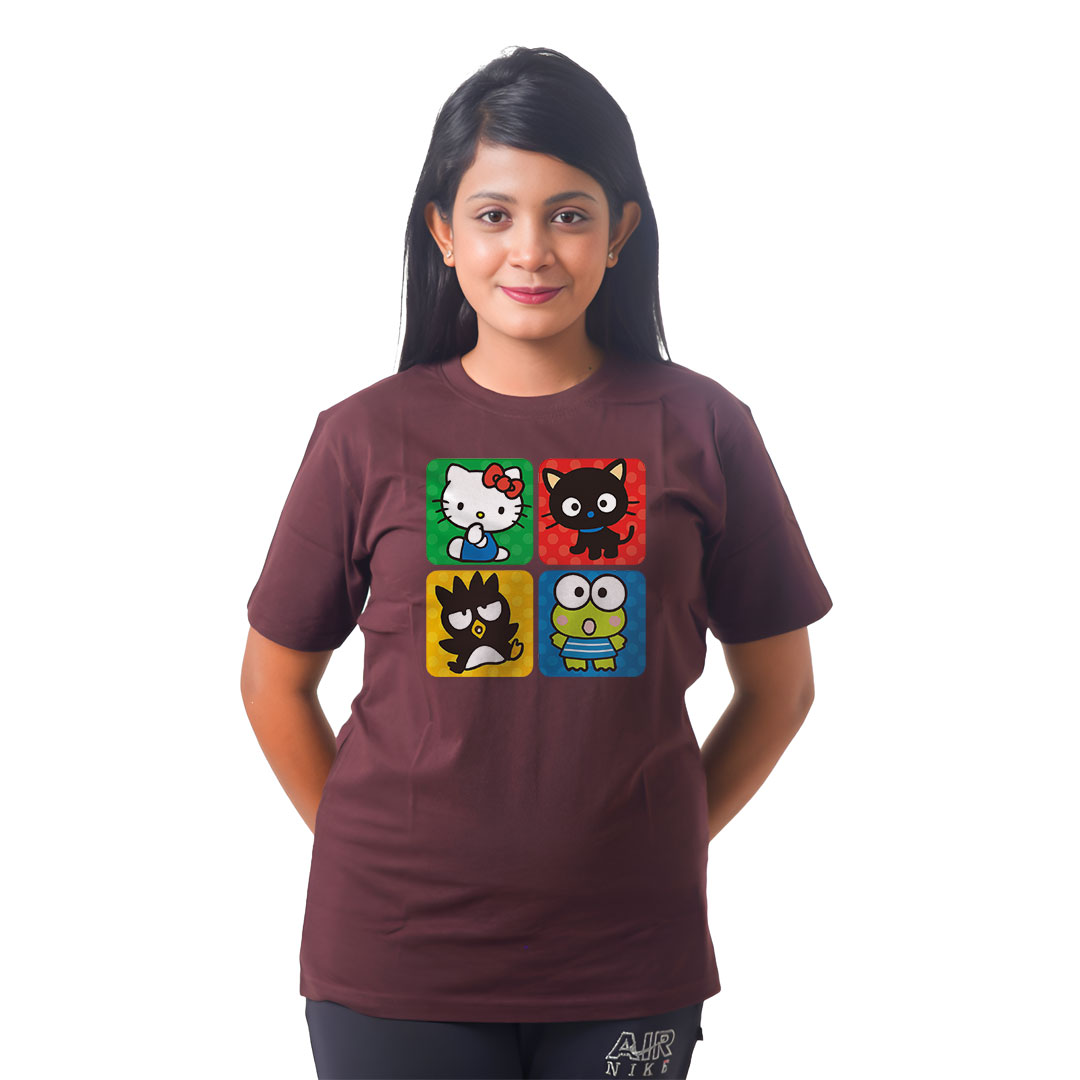 4 Box Cartoon-Style Animals Women’s Tees T-Shirts