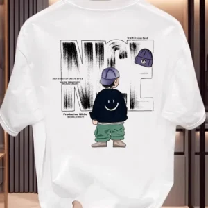 Men's Black Graphic T-Shirt – NICE Back Print, Streetwear Style