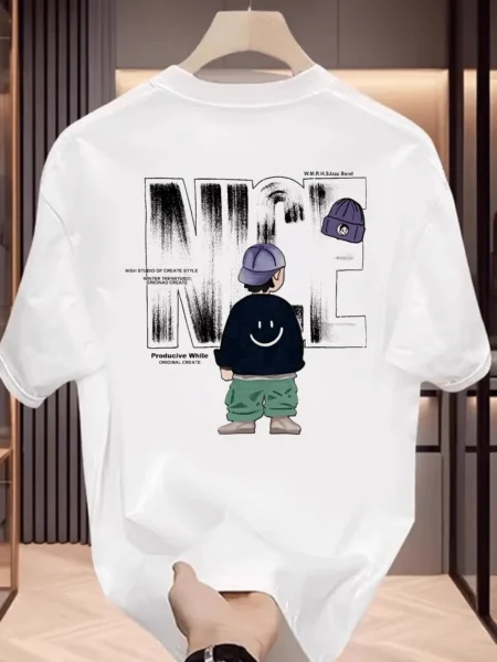 Men's Black Graphic T-Shirt – NICE Back Print, Streetwear Style