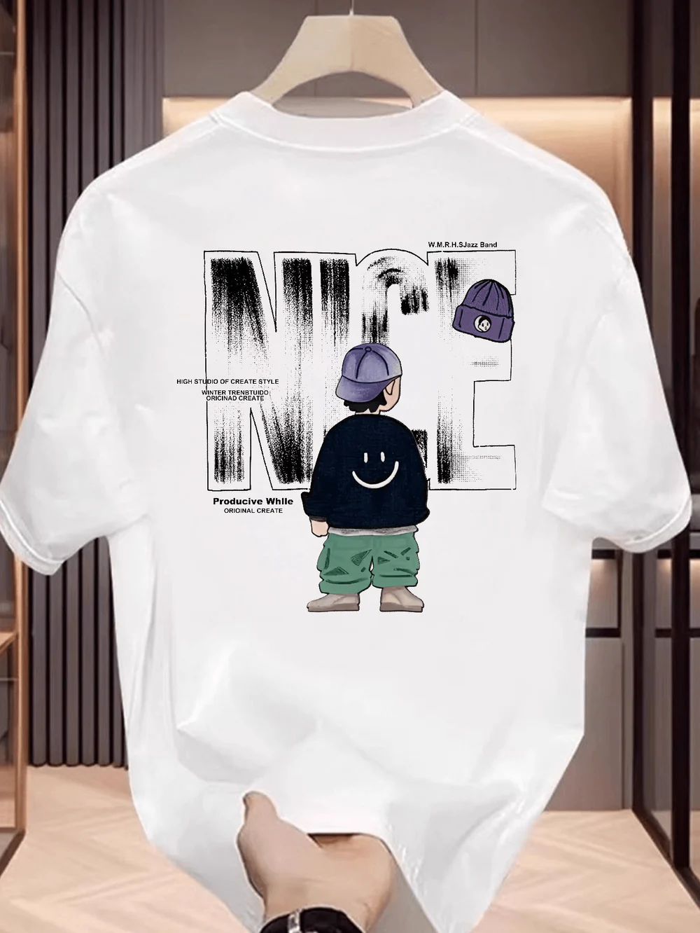 Men's Black Graphic T-Shirt – NICE Back Print, Streetwear Style