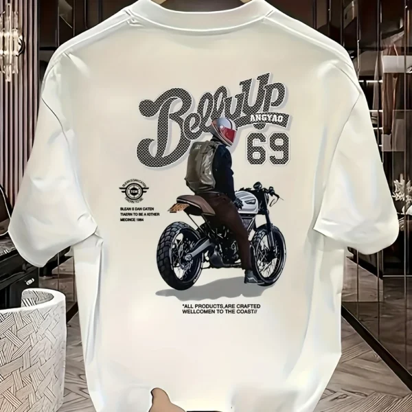 Heavyweight Cotton Graphic T-Shirt – Be Up Rider Print, Relaxed Fit