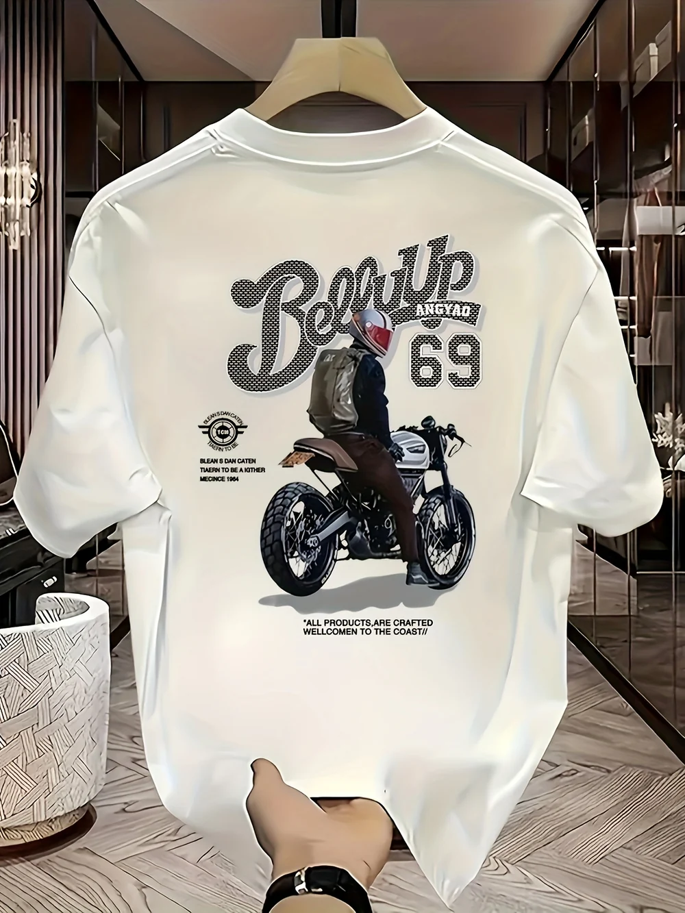 Heavyweight Cotton Graphic T-Shirt – Be Up Rider Print, Relaxed Fit