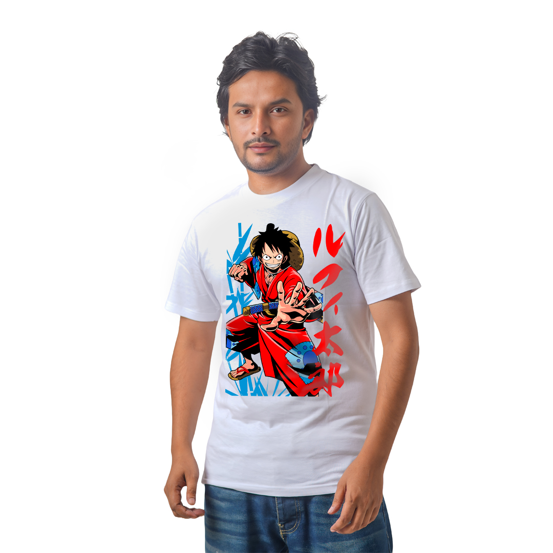 Anime Premium Half Sleeve T-Shirty - Ace One Piece Battle
