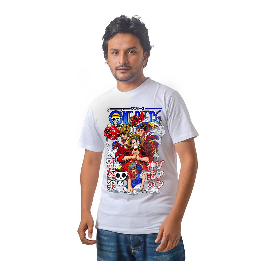 Anime Premium Half Sleeve T-Shirty - Monkey D Luffy Action Pose