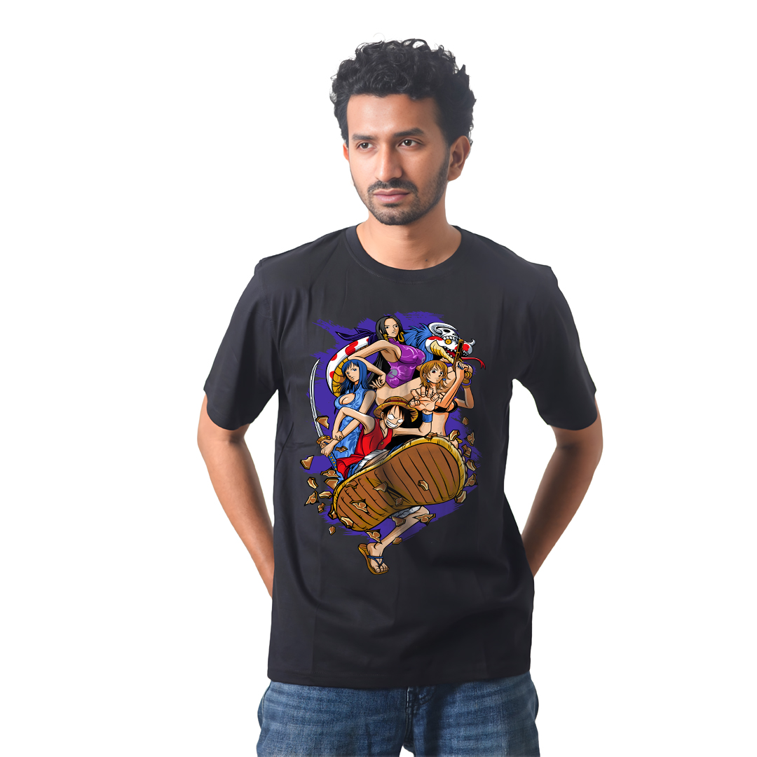 Anime Premium Half Sleeve T-Shirty - One Piece Luffy Action Pose