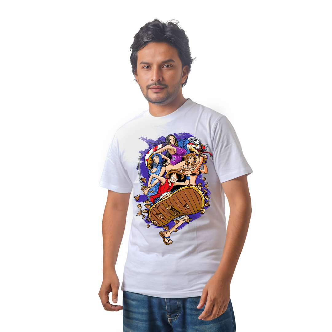 Anime Premium Half Sleeve T-Shirty - One Piece Luffy Action Pose