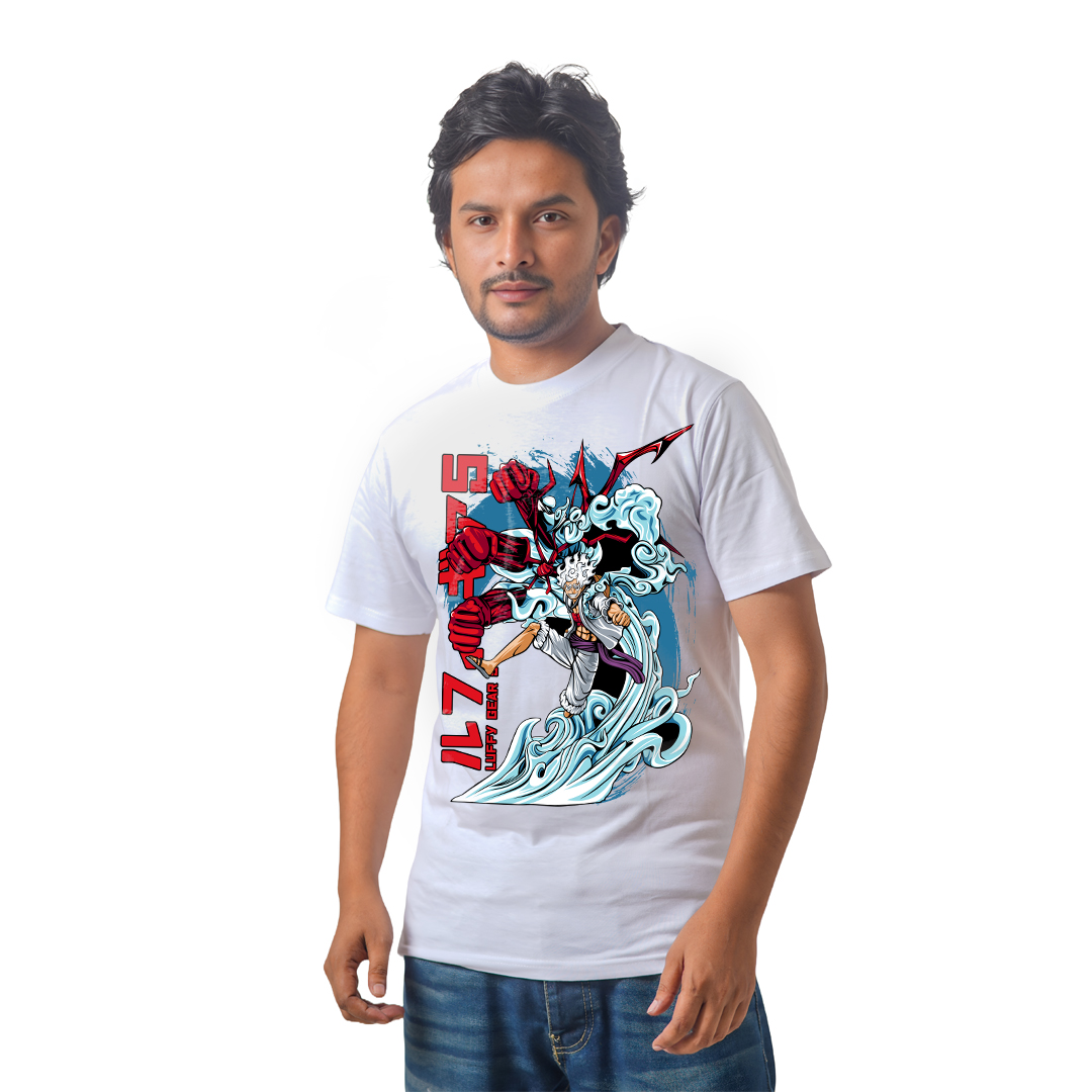 Anime Premium Half Sleeve T-Shirty - Onen Piece Luffy Poster