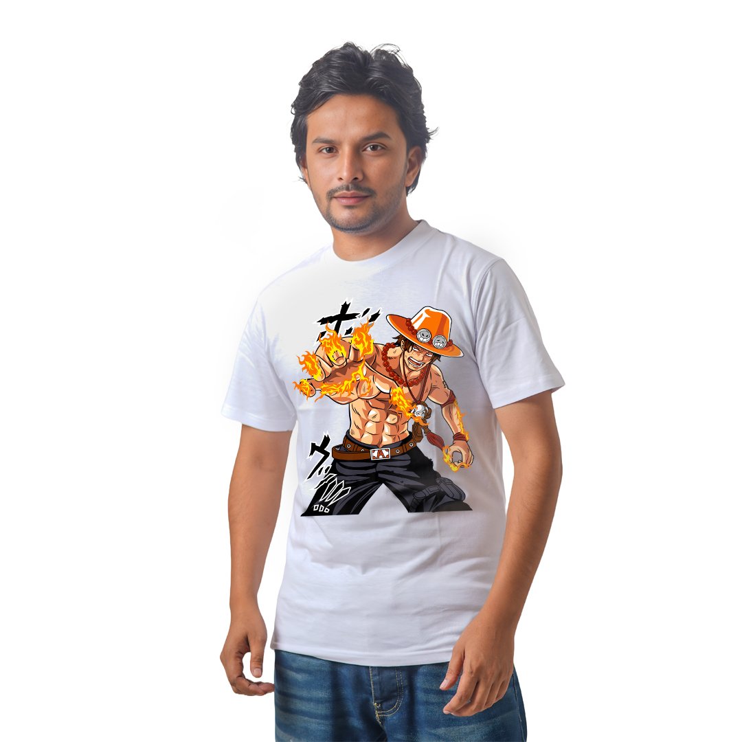 Anime Premium Half Sleeve T-Shirty - Portgas D. Ace