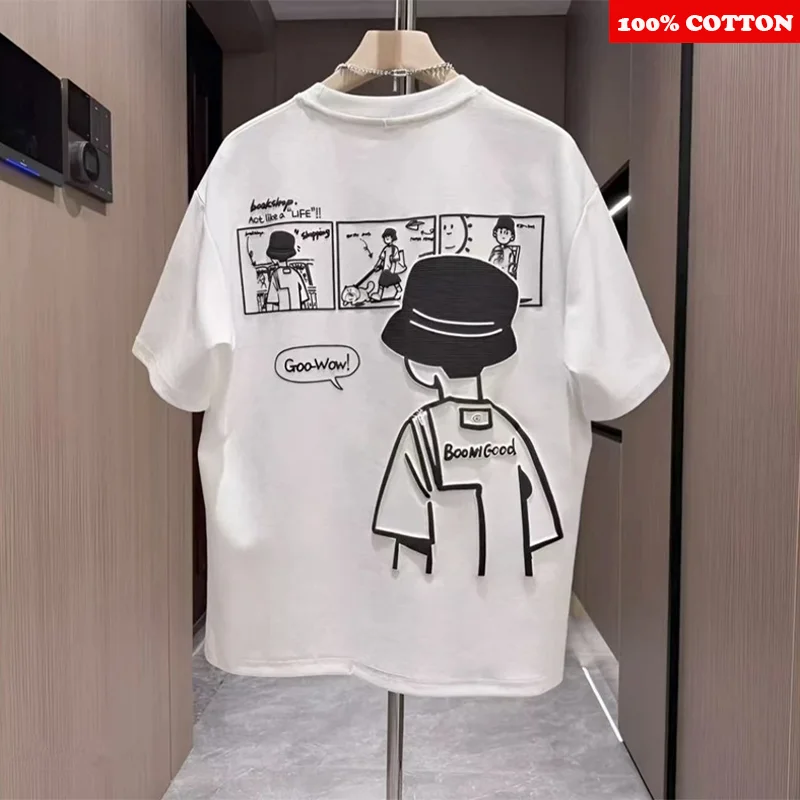 T-shirt Men's Summer 2025 New 100% Cotton Personalized Print T-shirt
