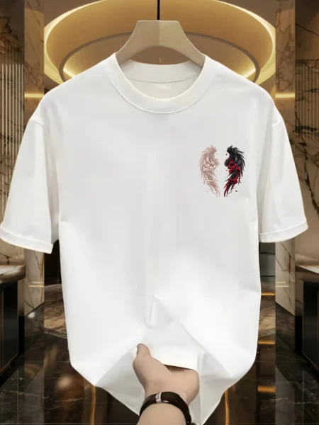 Unisex Summer Sports Tee – Loose Fit with Dual-Color Rose Wing Design Flattering & Breathable