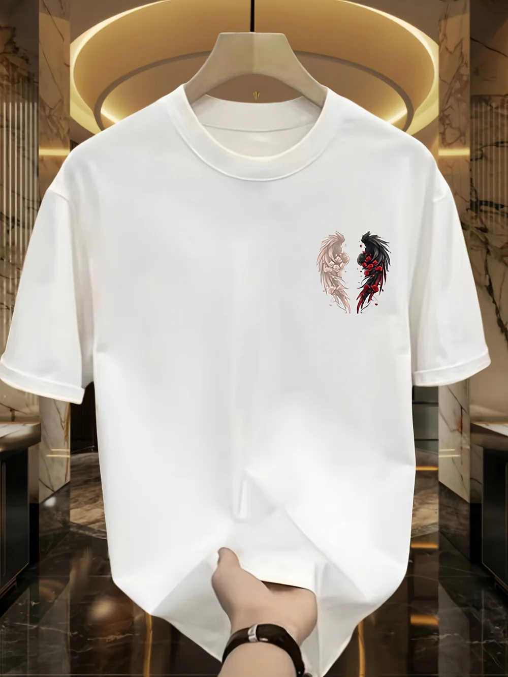 Unisex Summer Sports Tee – Loose Fit with Dual-Color Rose Wing Design Flattering & Breathable