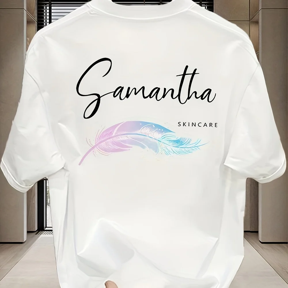 Men’s Heavyweight 100% Cotton T-Shirt – Feather Graphic Regular Fit Soft, Comfortable Summer Tee