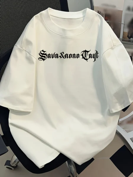 Men's Gothic Eagle T-Shirt – "Savina & Ana Troy" Graphic, Loose Fit, All-Season Comfort