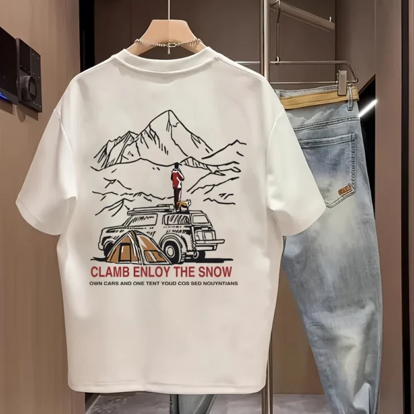 Men's 100% Cotton Printed Round Neck T-Shirt – Summer Casual