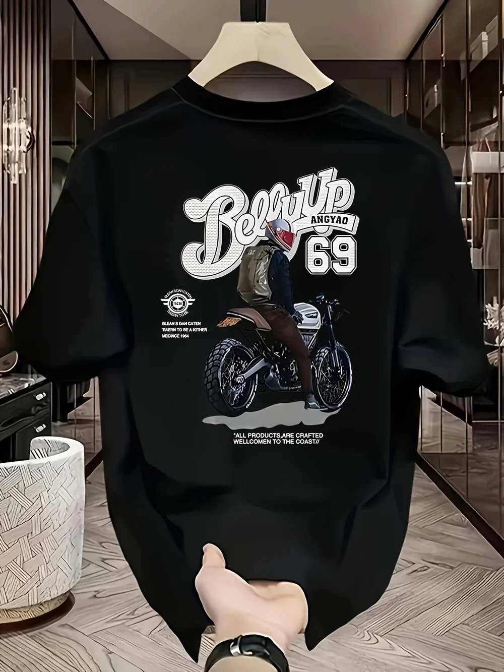 Heavyweight Cotton Graphic T-Shirt – Be Up Rider Print, Relaxed Fit