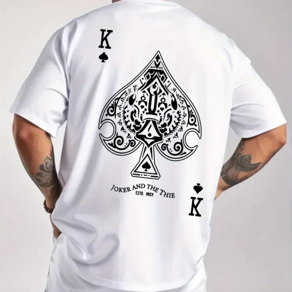 Men's Graphic Tee – 'K' & Ace of Spades Design, Lightweight All-Season Comfort
