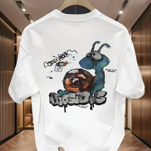 100% Cotton Korean Streetwear Tee – Graffiti Print, Summer Casual