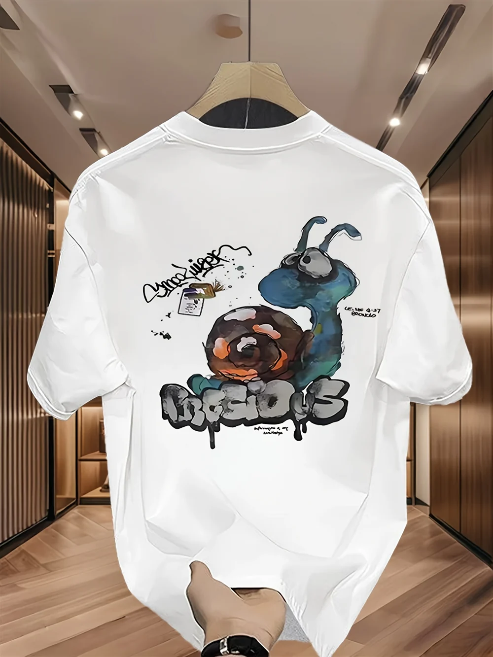 100% Cotton Korean Streetwear Tee – Graffiti Print, Summer Casual