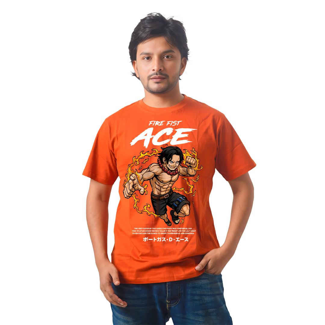 Fire Fest Ace – Anime Premium Half Sleeve T-Shirty