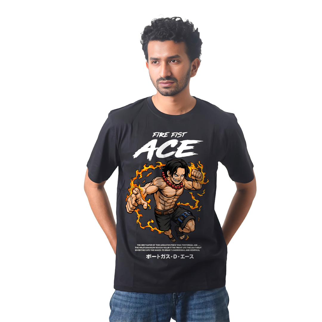 Fire Fest Ace – Anime Premium Half Sleeve T-Shirty