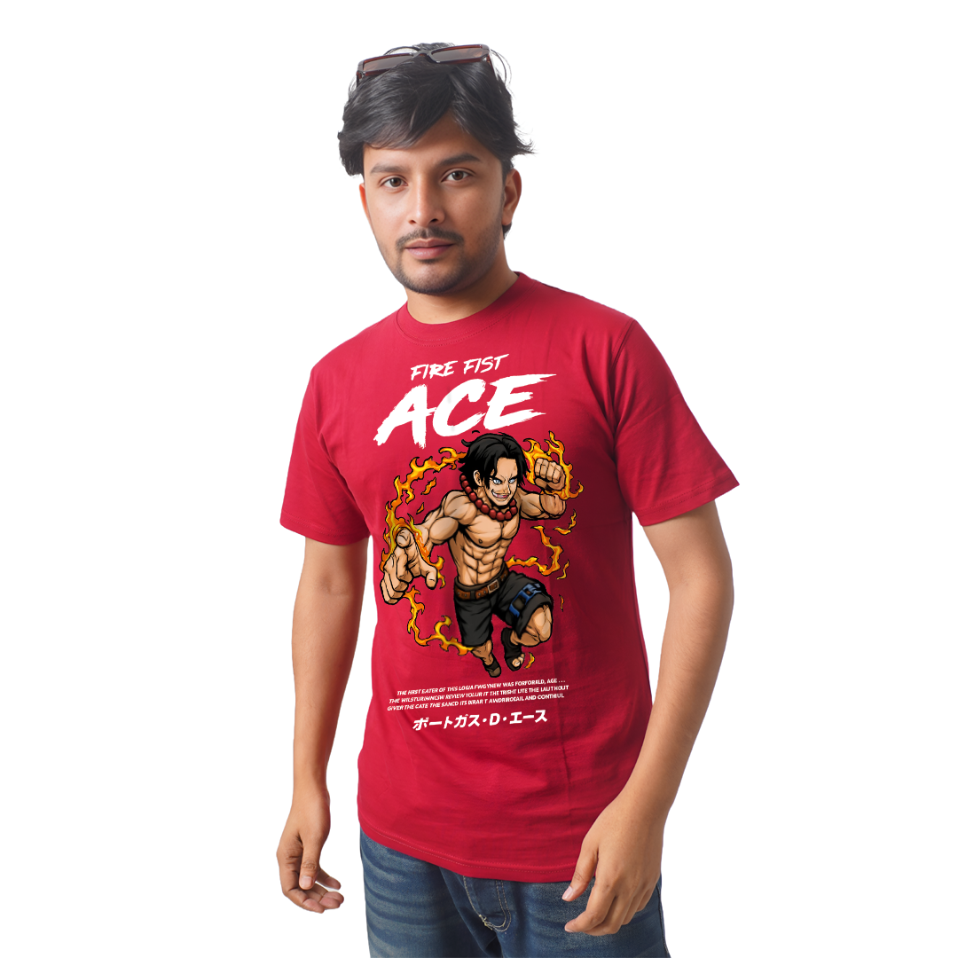 Fire Fest Ace – Anime Premium Half Sleeve T-Shirty