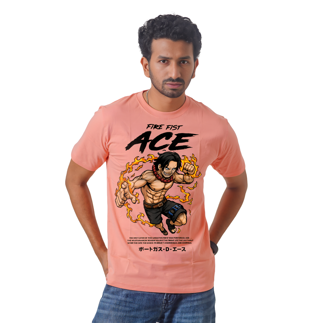 Fire Fest Ace – Anime Premium Half Sleeve T-Shirty