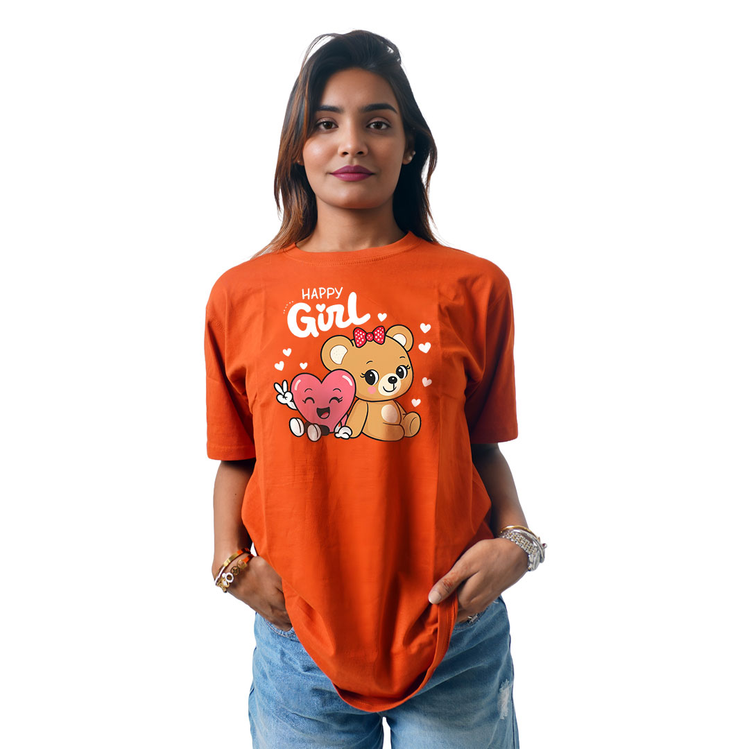 Happy Girl Cute panda Women’s Tees T-Shirts