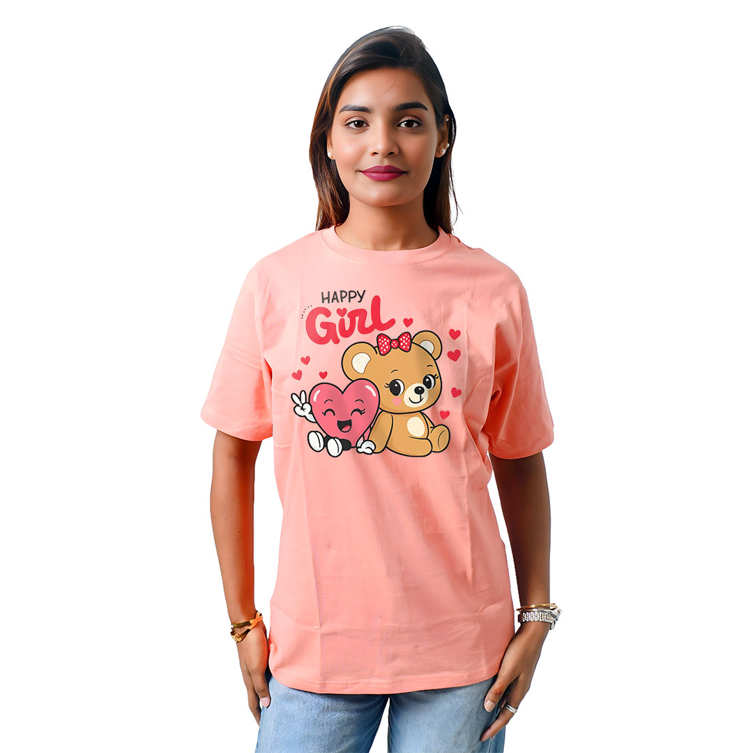Happy Girl Cute panda Women’s Tees T-Shirts