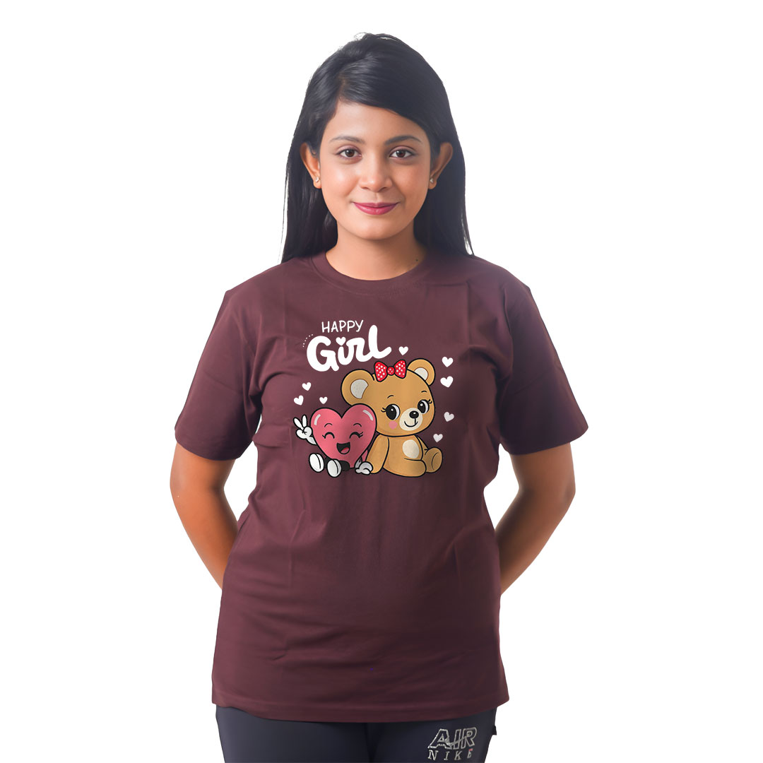 Happy Girl Cute panda Women’s Tees T-Shirts