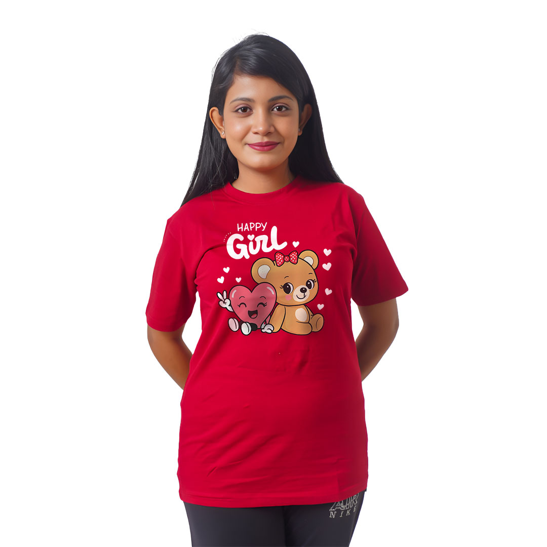 Happy Girl Cute panda Women’s Tees T-Shirts
