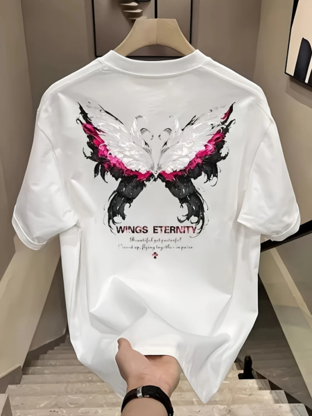 Heavyweight 100% Cotton Men's Oversized Butterfly Graphic Tee – Asymmetrical Hem