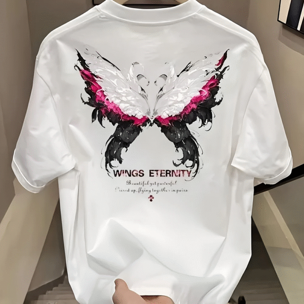 Heavyweight 100% Cotton Men's Oversized Butterfly Graphic Tee – Asymmetrical Hem