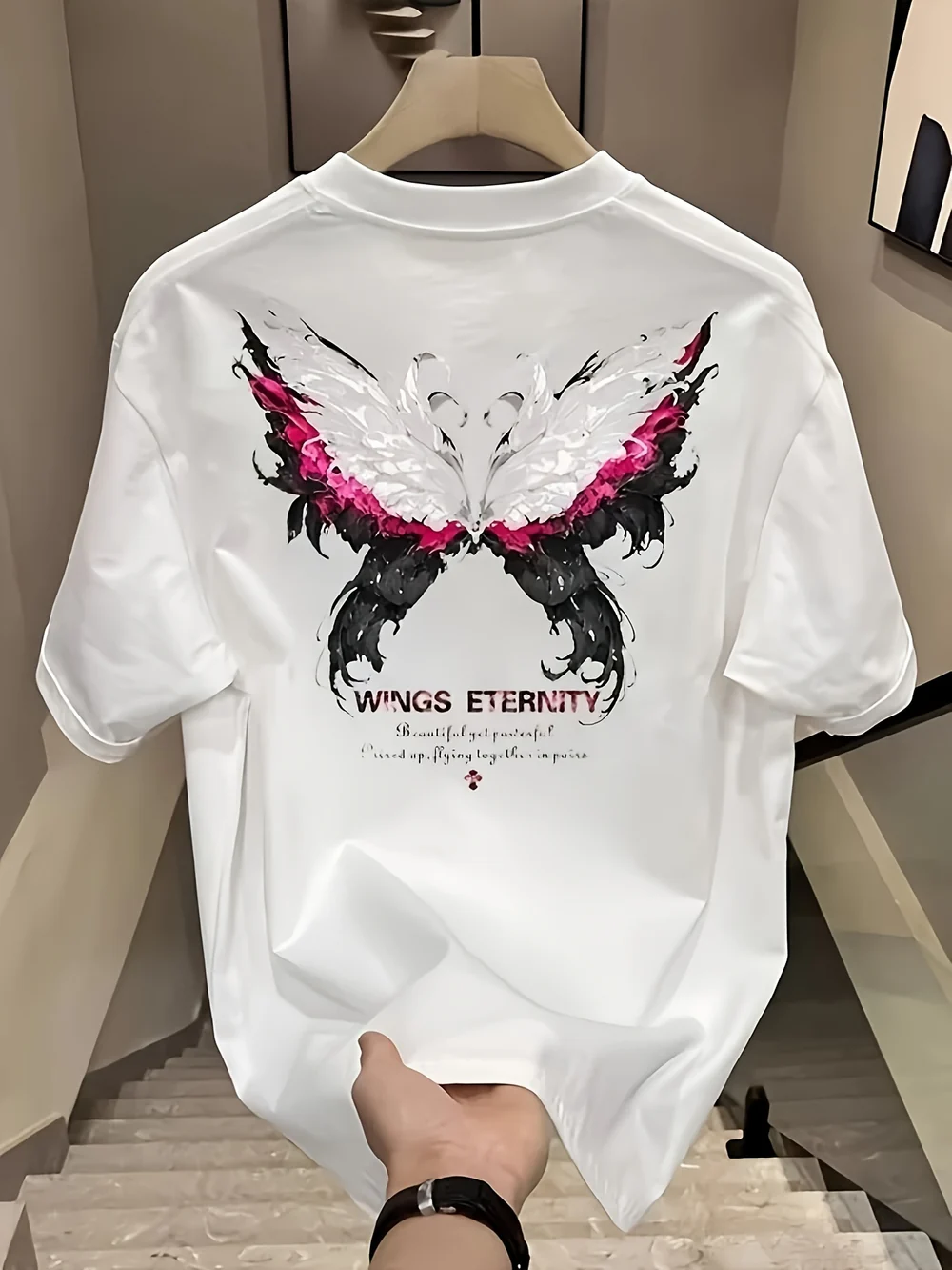 Heavyweight 100% Cotton Men's Oversized Butterfly Graphic Tee – Asymmetrical Hem
