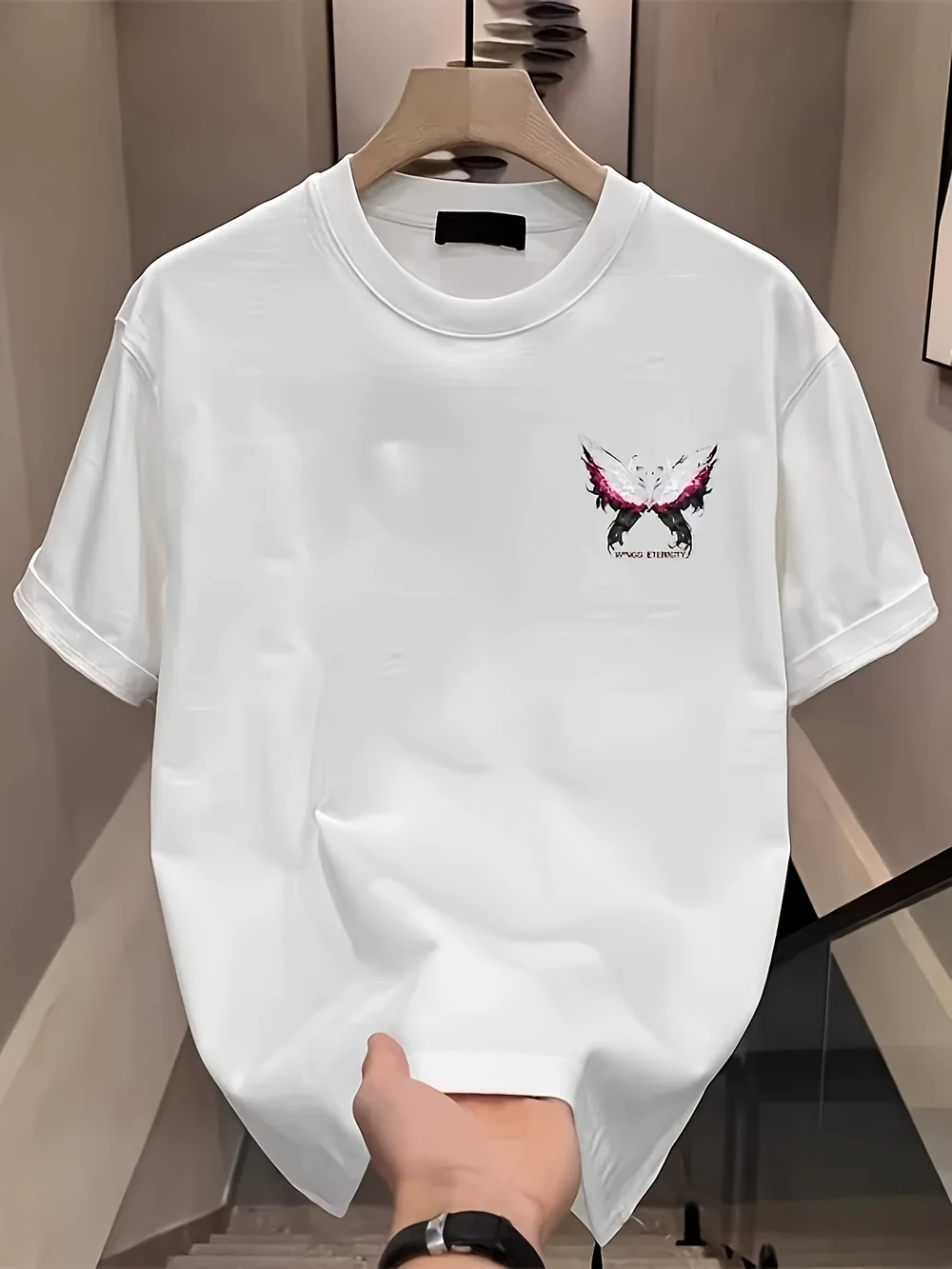 Heavyweight 100% Cotton Men's Oversized Butterfly Graphic Tee – Asymmetrical Hem