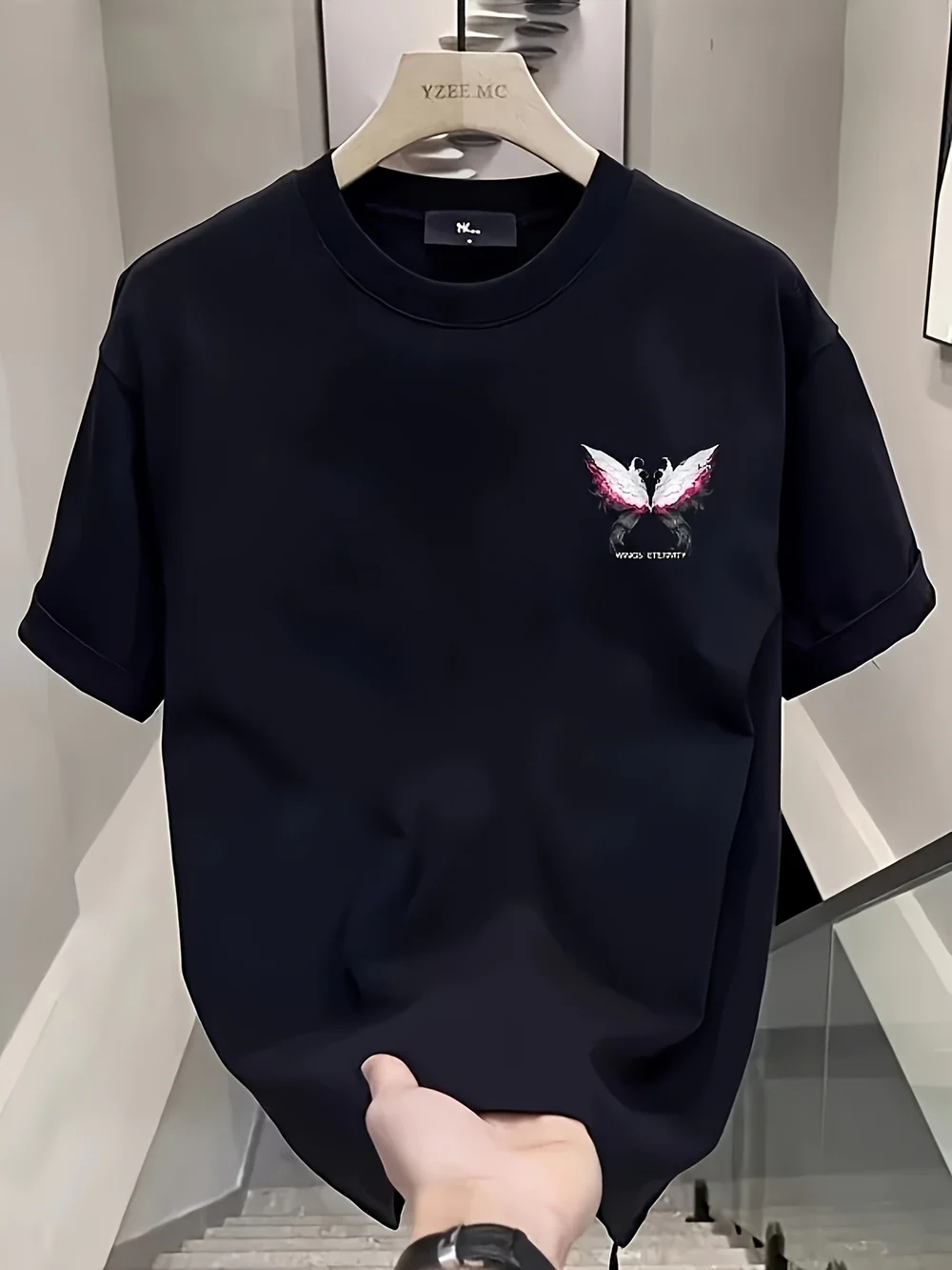 Heavyweight 100% Cotton Men's Oversized Butterfly Graphic Tee – Asymmetrical Hem