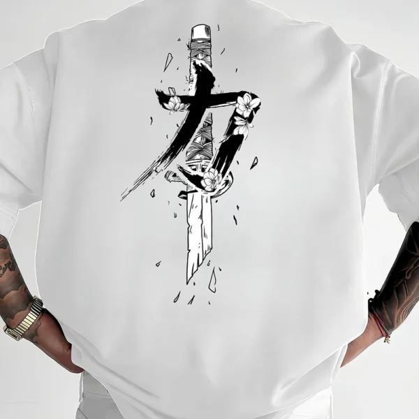 Men’s Polyester T-Shirt – Loose Fit Dagger Pattern