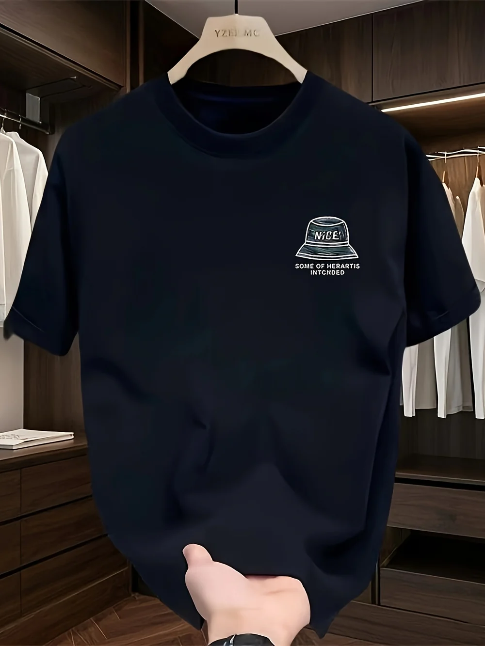 Men's Oversized Cartoon T-Shirt – NICE Hat Graphic, Streetwear Style