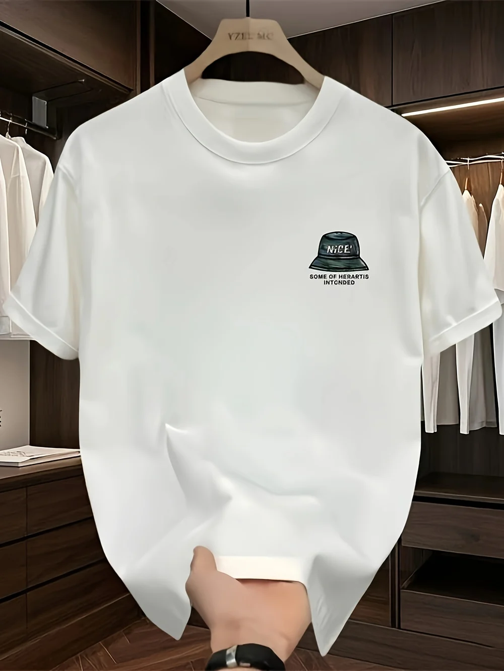 Men's Oversized Cartoon T-Shirt – NICE Hat Graphic, Streetwear Style