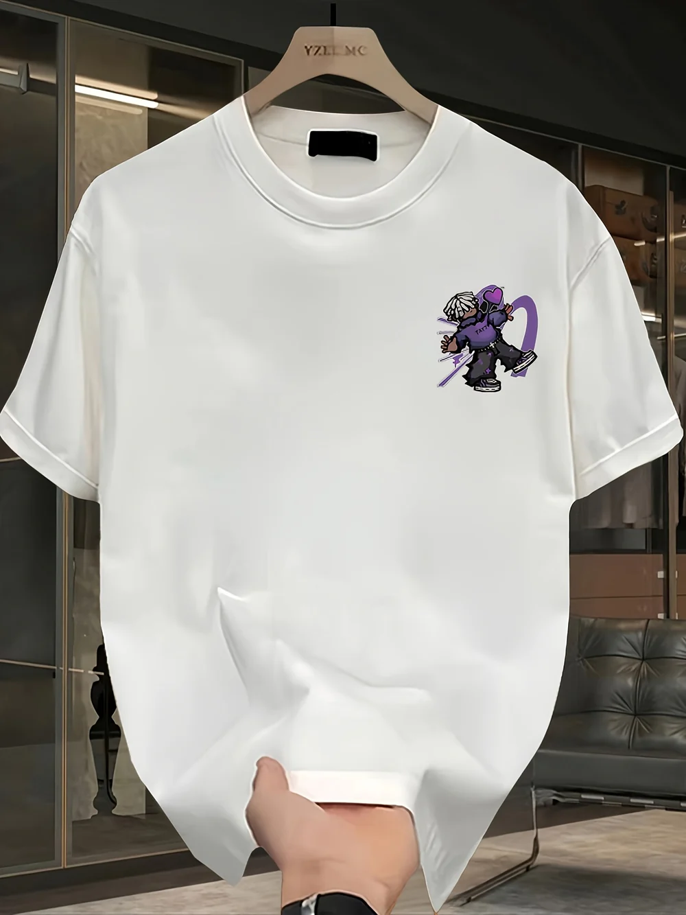 Men's Heavyweight Cotton Graphic T-Shirt – Vibrant Purple & White Lettering