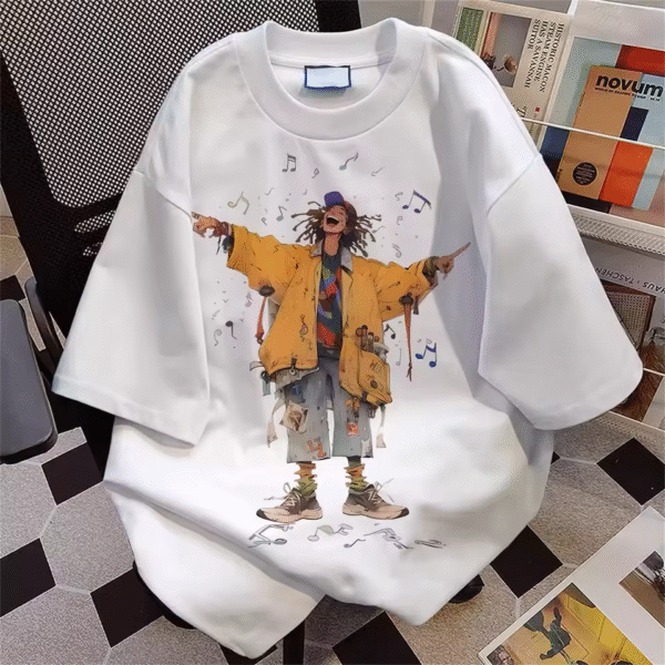 American Street-Camiseta informal Retro holgada para hombre y mujer