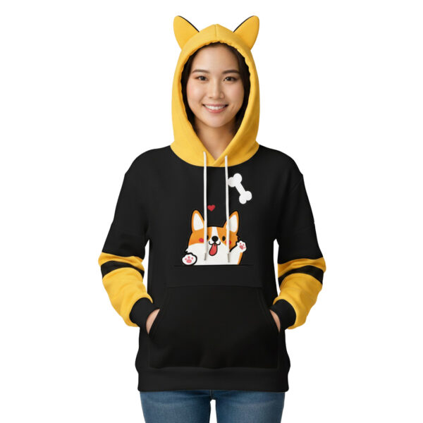 Woofie Corgi Ear Hoodie for Women – Soft, Stylish & Cozy Winter Wear