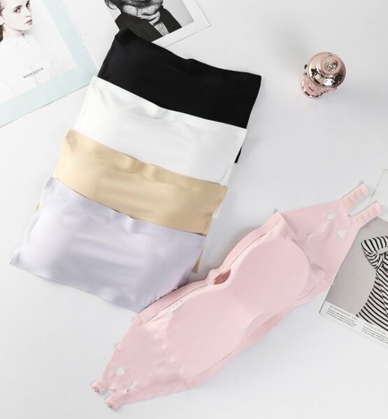 Women’s Ice Silk Strapless Bra – Seamless Tube Crop Bralette