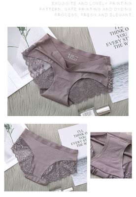 Women’s Lace Ice Silk Seamless Briefs – Plus Size Comfort