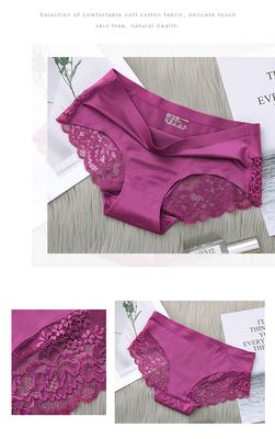 Women’s Lace Ice Silk Seamless Briefs – Plus Size Comfort