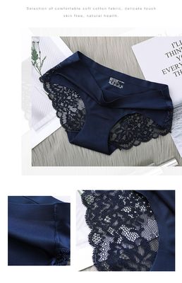Women’s Lace Ice Silk Seamless Briefs – Plus Size Comfort