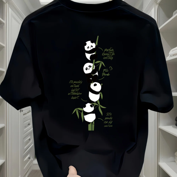 Men's Heavyweight Cotton Panda Graphic T-Shirt – Loose Fit Casual Tee
