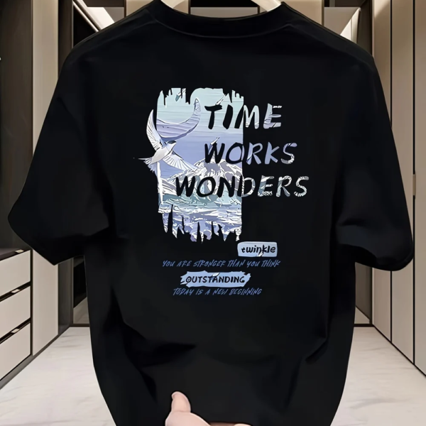 Men's Heavyweight Premium Cotton T-Shirt – The Works Bold Graphic, Loose Fit, Summer Casual