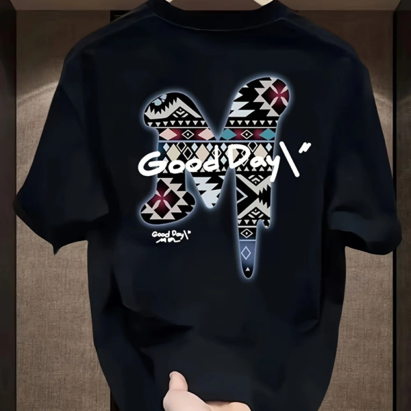 Men's Loose Fit Cotton Graphic T-Shirt – "GOODDAY" Print