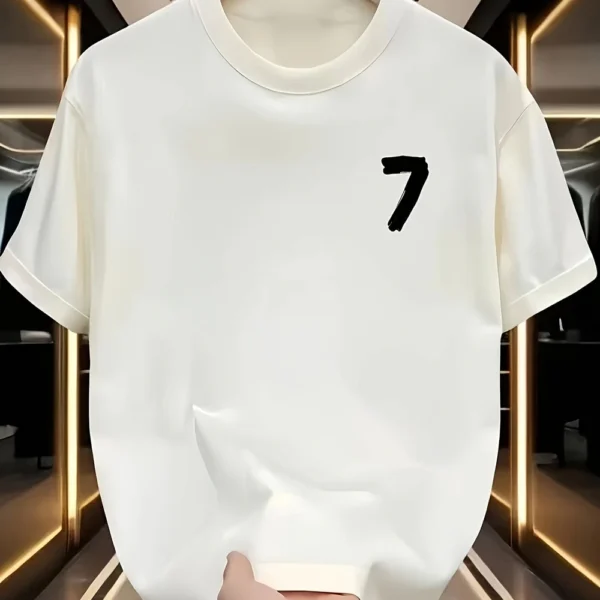 Men’s Oversized Heavyweight Cotton T-Shirt – Black with White Number 7 Graphic – JecJac (3)