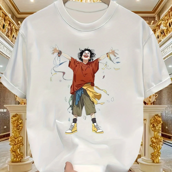 Men’s Heavy Cotton T-Shirt – Cartoon Pattern Street Style